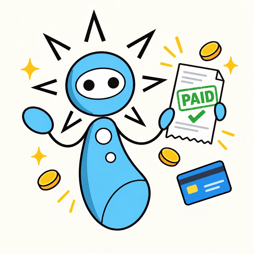 Sōl holding a paid receipt